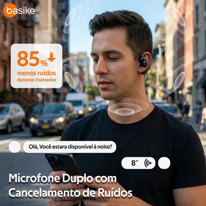 Fone de Ouvido Basike Ba FON 239A Bluetooth Tipo Gancho com Display Anti Ruido Basike