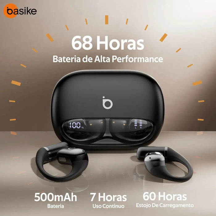 Fone de Ouvido Basike Ba FON 239A Bluetooth Tipo Gancho com Display Anti Ruido Basike
