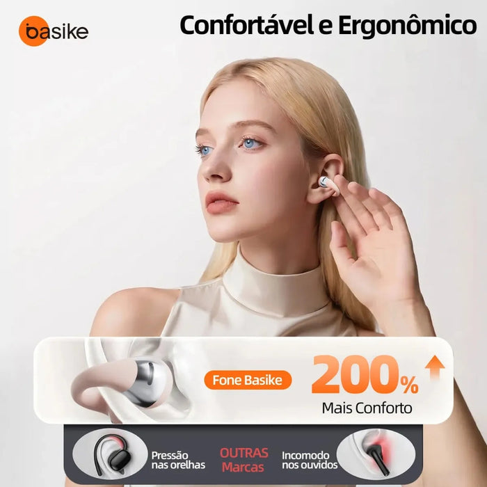 Fone de Ouvido Basike Ba FON 261A Open-Ear Sem Fio TWS Tipo Clipe Basike