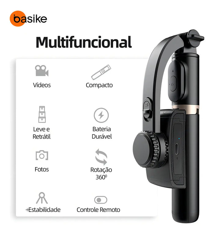 Tripé Estabilizadores Basike Ba-SPO257 Gimbal para Celular Selfie Extensível Automatico - Basike Brasil Oficial
