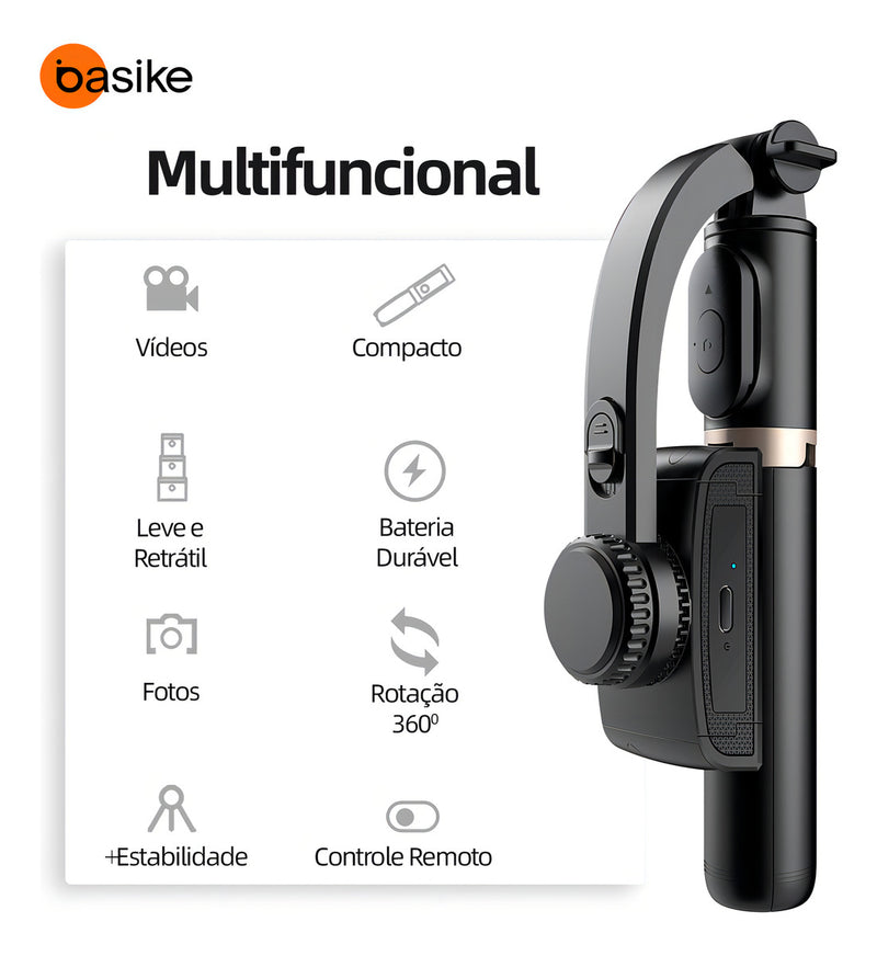 Tripé Estabilizadores Basike Ba-SPO257 Gimbal para Celular Selfie Extensível Automatico