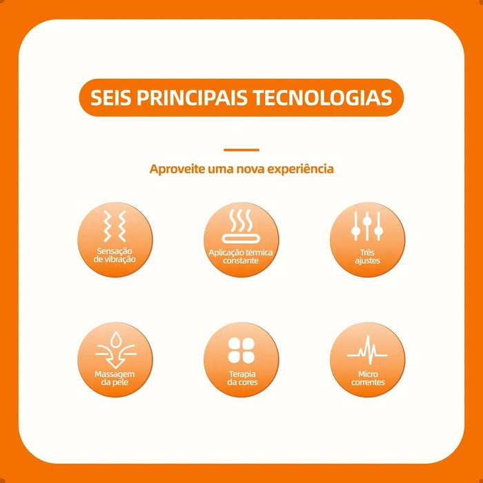Massageador Facial e Pescoço 4 em 1 Basike MRY 361 LED Vibratório Recarregável Fototerapia Anti Papada Basike