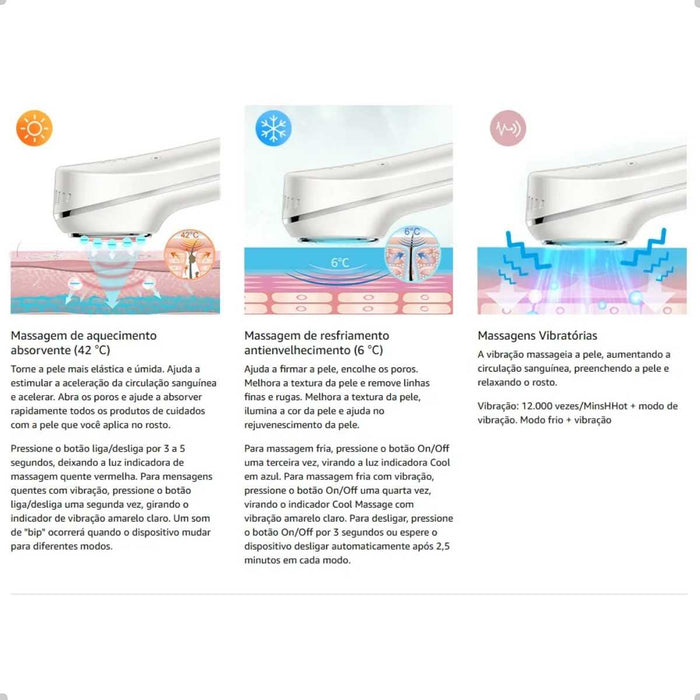 Aparelho de Mesoterapia Facial e Corporal Basike MRY 358 Radiofrequência Quente e Fria Bivolt Basike