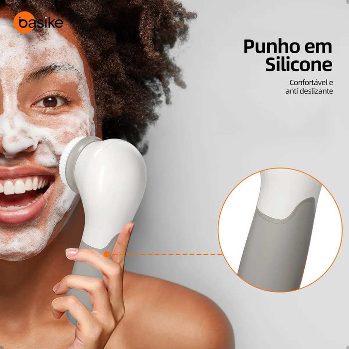 Escova de Limpeza Facial Elétrica Basike MRY 359 3 em 1 Massageador Esfoliante Recarregável USB Basike