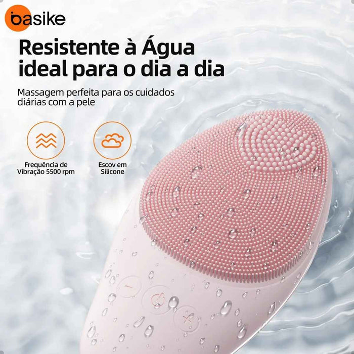 Escova de Limpeza Facial Elétrica Basike MRY 363 4 em 1 LED Massageador Esfoliante Recarregável USB Basike Brasil Oficial