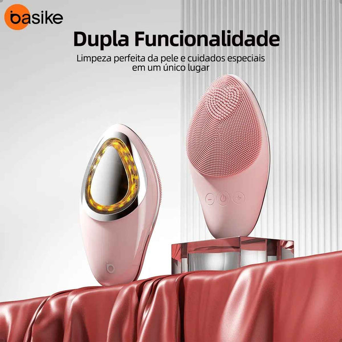 Escova de Limpeza Facial Elétrica Basike MRY 363 4 em 1 LED Massageador Esfoliante Recarregável USB Basike Brasil Oficial