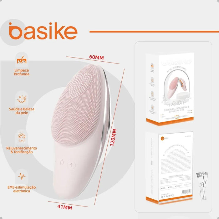 Escova de Limpeza Facial Elétrica Basike MRY 363 4 em 1 LED Massageador Esfoliante Recarregável USB Basike Brasil Oficial