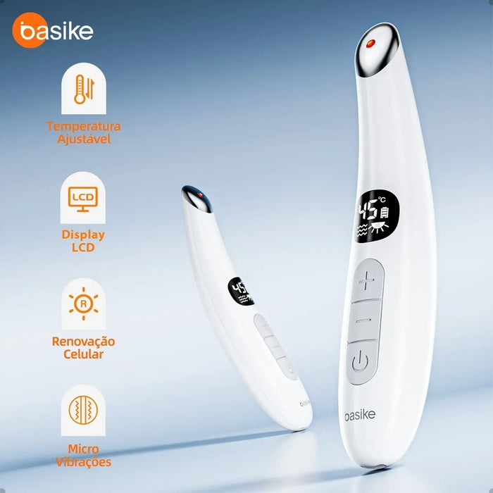 Massageador Ocular Basike MRY 364 3 em 1 Aquecimento LED Vibratório Recarregável USB Para Área dos Olhos Basike