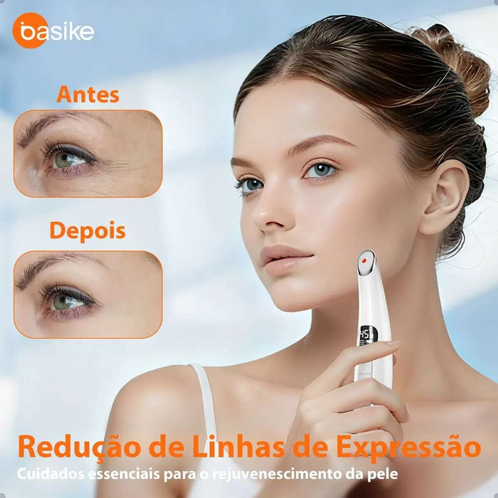 Massageador Ocular Basike MRY 364 3 em 1 Aquecimento LED Vibratório Recarregável USB Para Área dos Olhos Basike