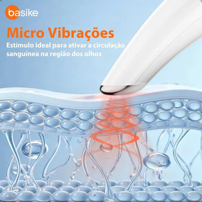 Massageador Ocular Basike MRY 364 3 em 1 Aquecimento LED Vibratório Recarregável USB Para Área dos Olhos Basike