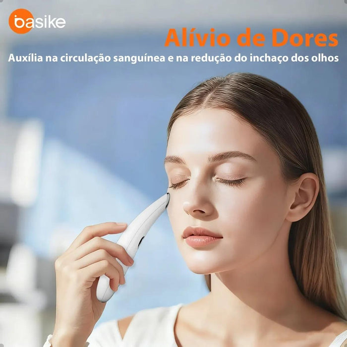 Massageador Ocular Basike MRY 364 3 em 1 Aquecimento LED Vibratório Recarregável USB Para Área dos Olhos Basike
