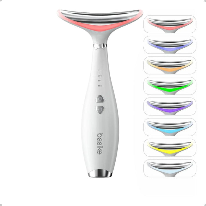 Massageado Facial e Pescoço LED Basike MRY 362 4 Em 1 Com Fototerapia Vibratorio Para Reduzir Papada e Flacidez Basike