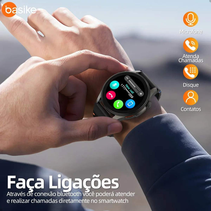 Smartwatch Basike W99 1.43" Tela Redonda Com IA GPS  Chamada Bluetooth e Modo Esportivo Basike