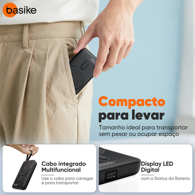 Power Bank Basike B 204 10.000mAh Carregamento Rápido 22.5w Magnético