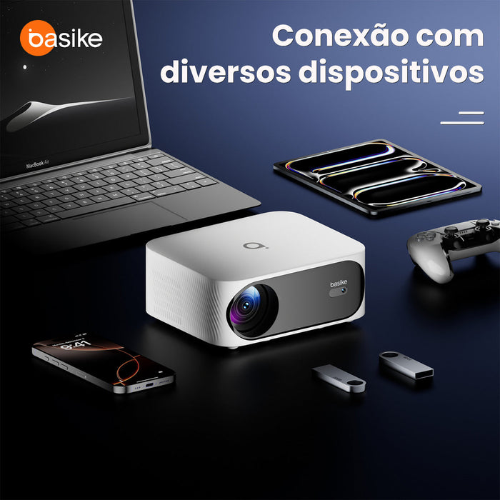 Mini Projetor BA-TY218 1080P Full HD com Auto-Foco Wi-Fi e HDMI – Tela até 150” Basike