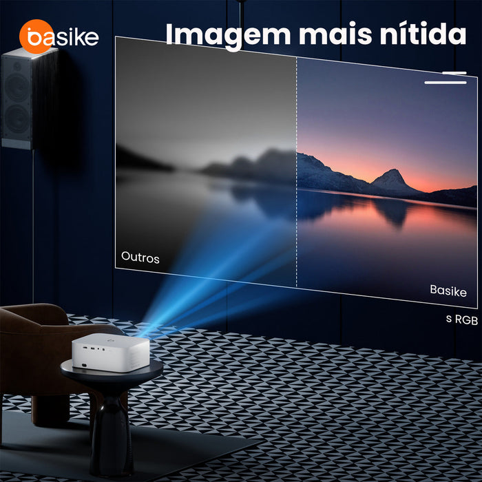 Mini Projetor BA-TY218 1080P Full HD com Auto-Foco Wi-Fi e HDMI – Tela até 150” Basike