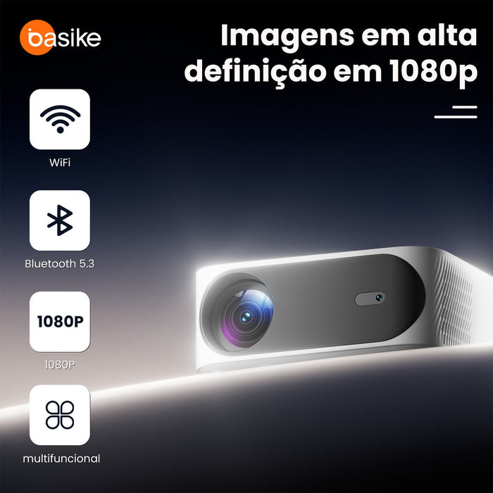 Mini Projetor BA-TY218 1080P Full HD com Auto-Foco Wi-Fi e HDMI – Tela até 150” Basike