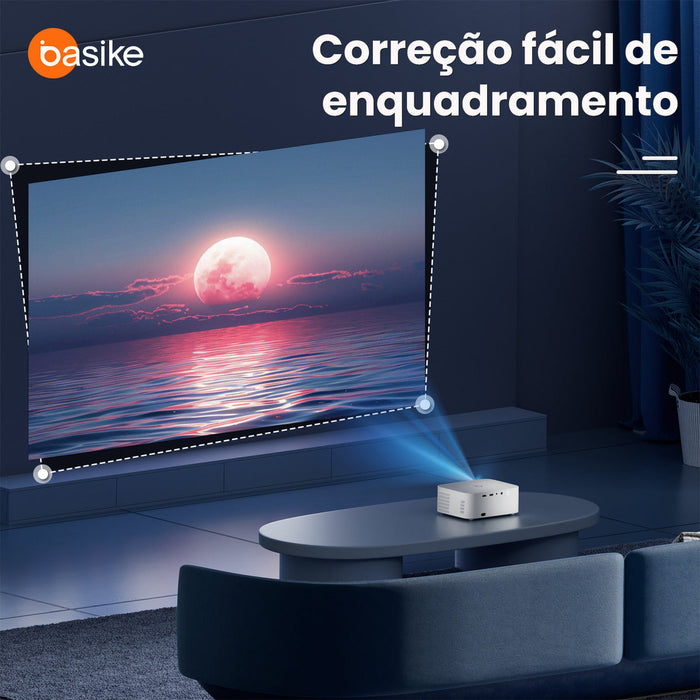 Mini Projetor BA-TY218 1080P Full HD com Auto-Foco Wi-Fi e HDMI – Tela até 150” Basike