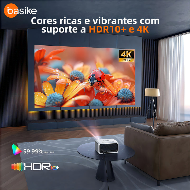 Projetor Basike Ba TY 217 28000 lm Smart HD Portátil Wifi Mini Som Dolby Smart TV