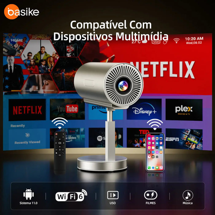 Projetor Basike Ba TY 129 Ultra HD 4K Wi-Fi Com Correnção Automática - Basike Brasil Oficial