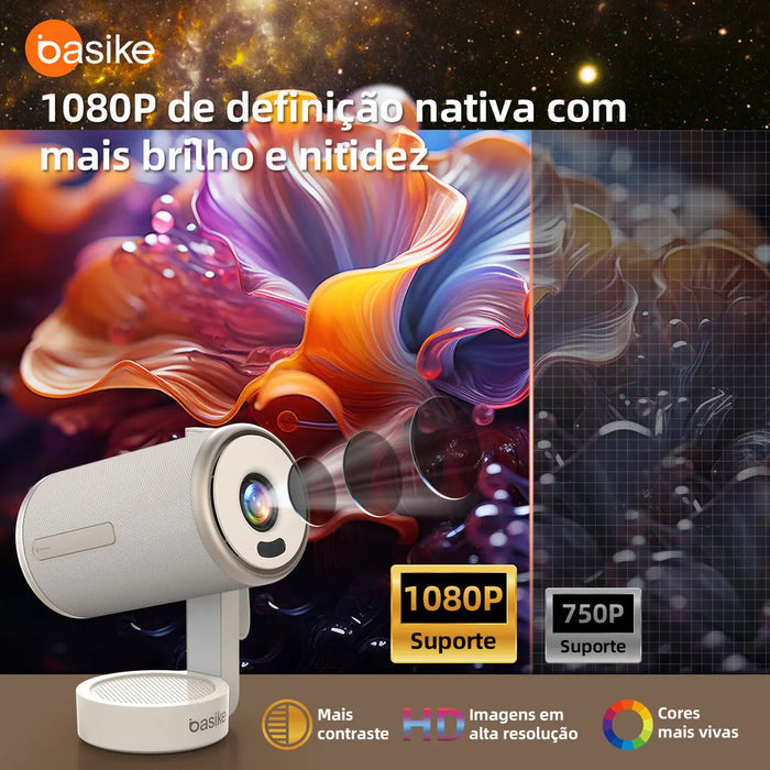 Projetor Basike Ba TY 216 HD Android 12 Wifi 6 Full 1080p 12000 lm ANSI - Basike Brasil Oficial