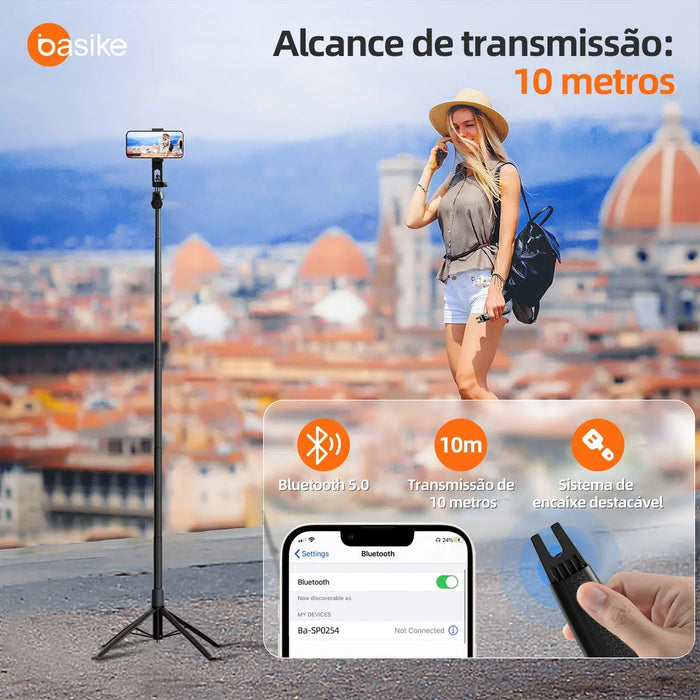 Tripé Bastão Basike Ba-SPO254 1.80m Para Celular E Câmera Com Controle Remoto - Basike Brasil Oficial