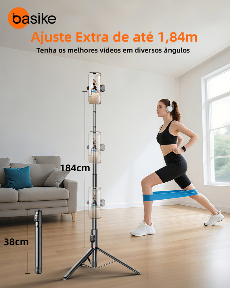 Tripé Bastão Basike Ba RAD258 1.80m Retrátil Com controle Bluetooth Leve