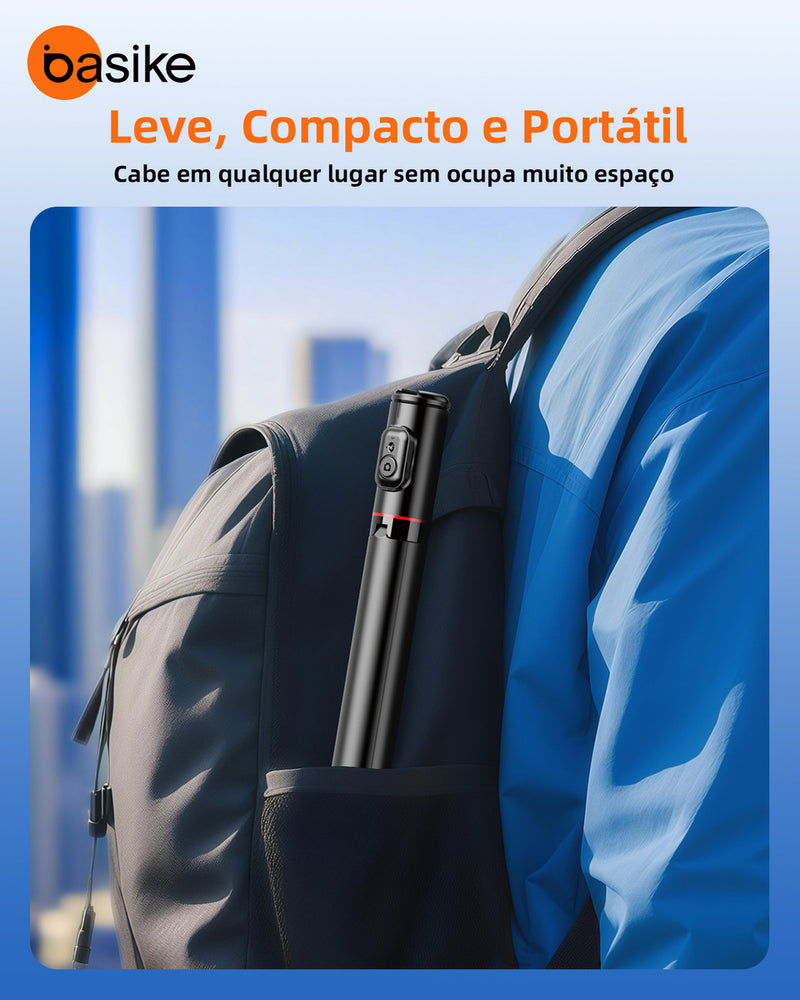 Tripé Bastão Basike Ba RAD258 1.80m Retrátil Com controle Bluetooth Leve