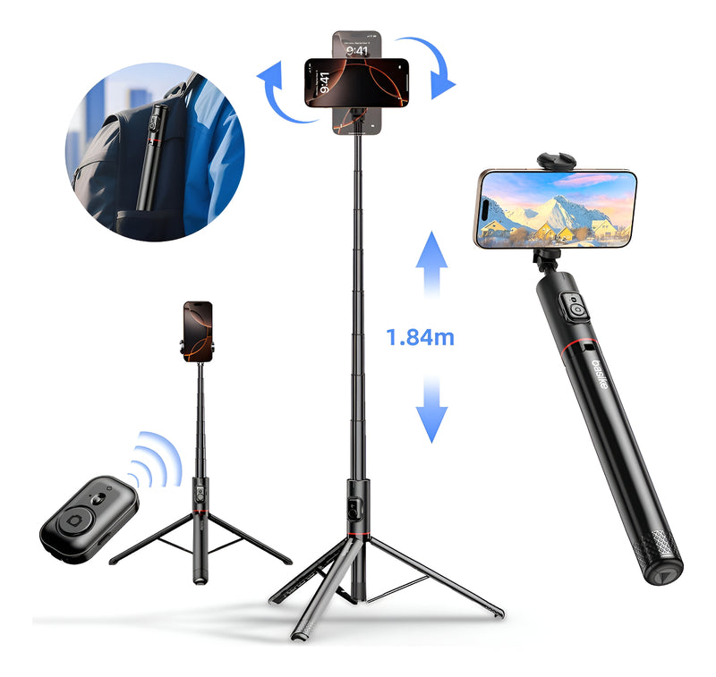 Tripé Bastão Basike Ba RAD258 1.80m Retrátil Com controle Bluetooth Leve