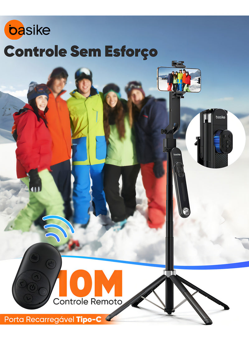 Tripé Bastão Basike Ba SPO 256 Inteligente 1,80m Rasteramento Facial 360º